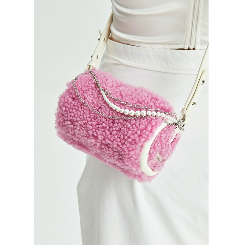 Trendy Fur Egg Roll Crossbody Bag