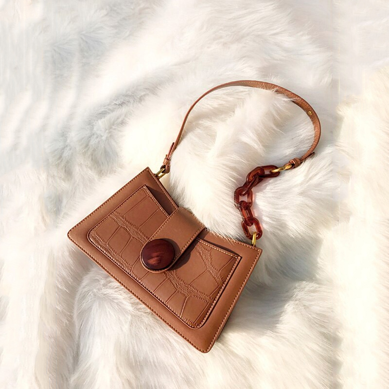 Crocodile Pattern Chain Shoulder Bag