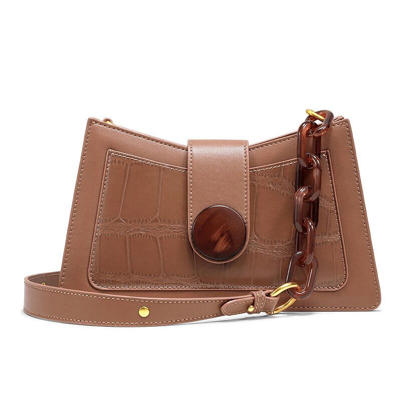 Crocodile Pattern Chain Shoulder Bag