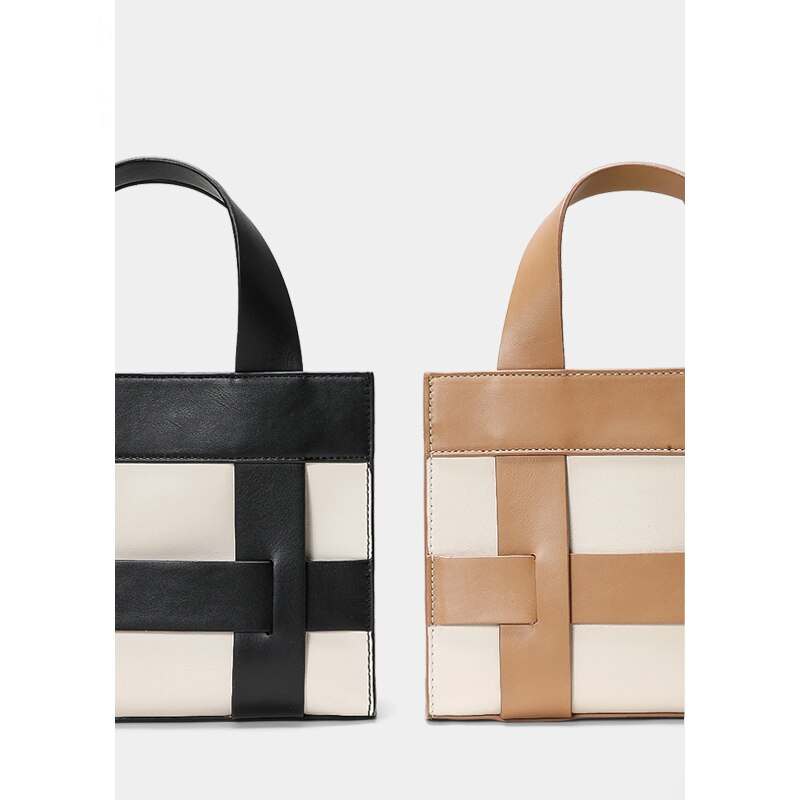 Checkerboard Design Top Handle Crossbody Bag