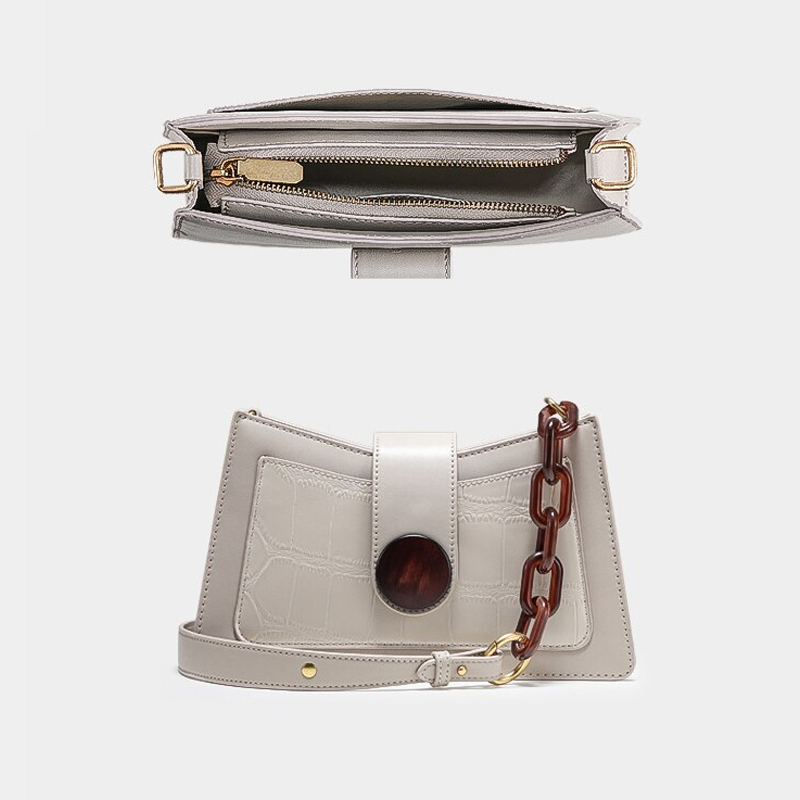 Crocodile Pattern Chain Shoulder Bag