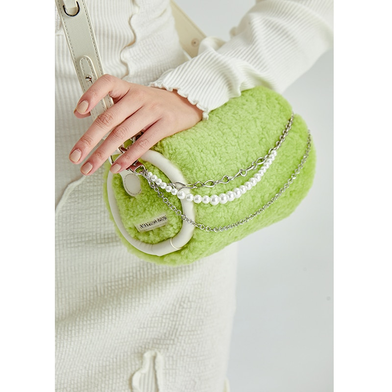 Trendy Fur Egg Roll Crossbody Bag