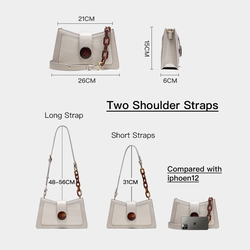 Crocodile Pattern Chain Shoulder Bag